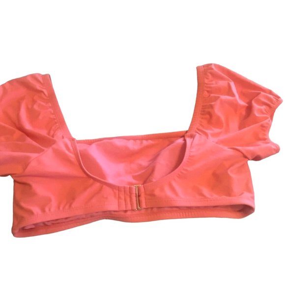 TIME & TRU Womens Plus 3X 24W-26W Peach Glow Halter Puff Sleeve Bikini TOP NWT - Picture 5 of 8